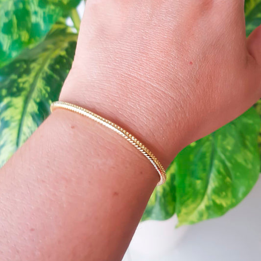Pulseira Tipo Pandora Banhada a Ouro 18K